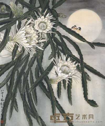 叶绿野 1987年作 月夜抒情 镜片 98×81cm